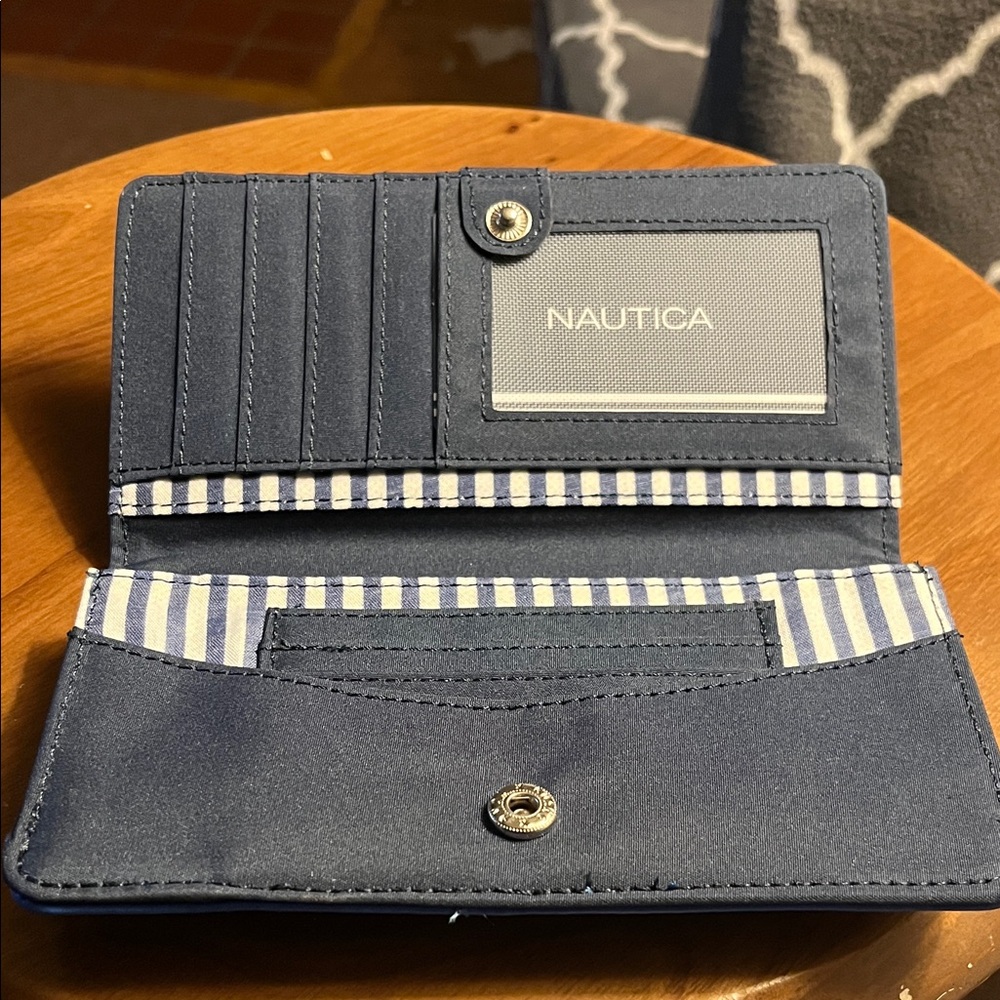 Nautica Navy Wallet with Striped Interior